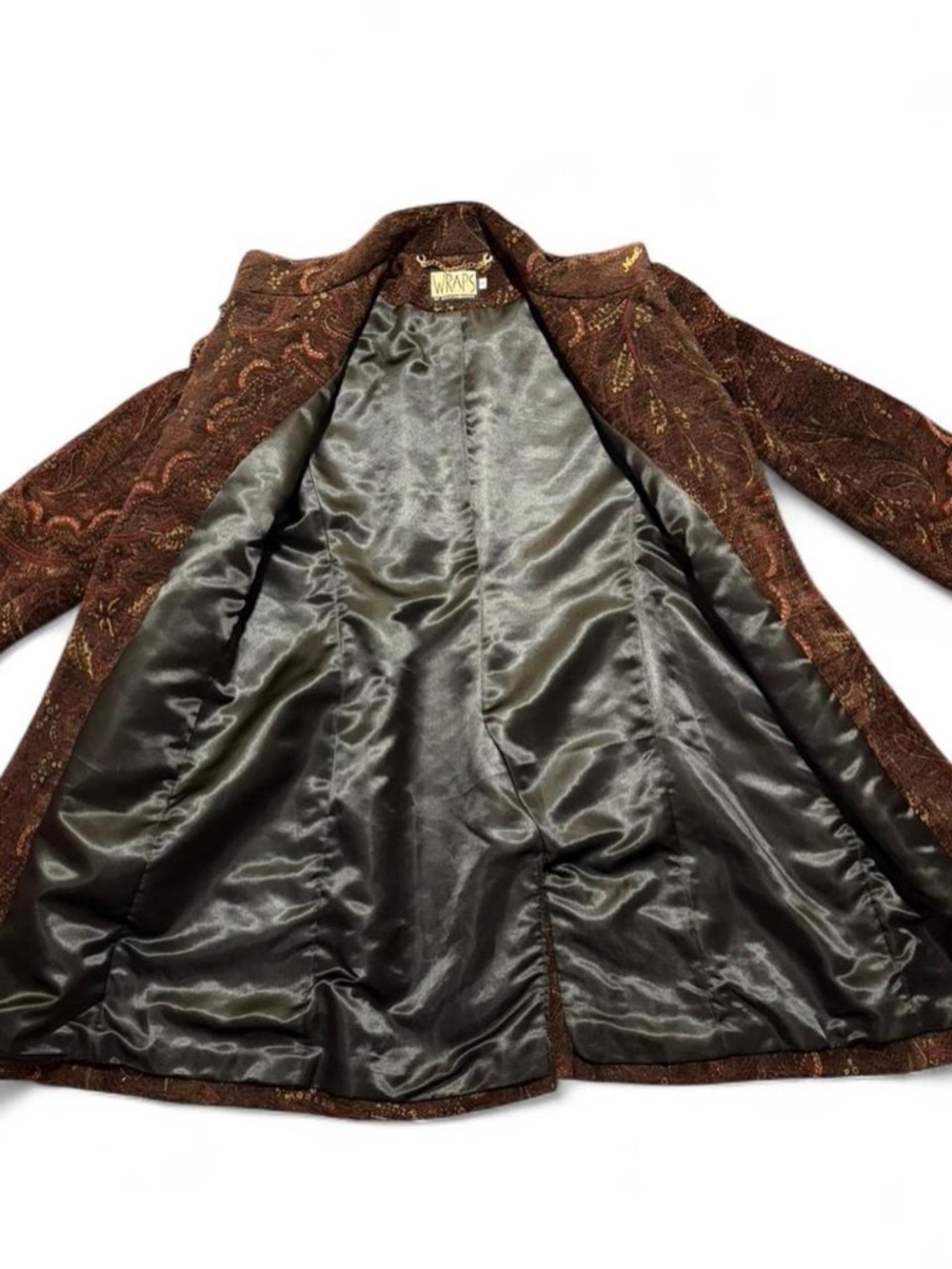 Vintage brown WRAPS patchwork coat - Picture 3 of 5